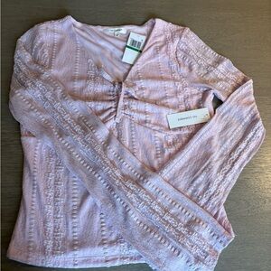 Pink Textured Long Sleeve Top